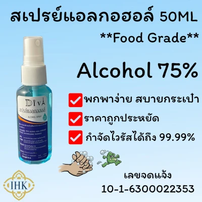 สเปรย์แอลกอฮอล์ (Food grade) แอลกอฮอลล์75% ขนาด 50ml