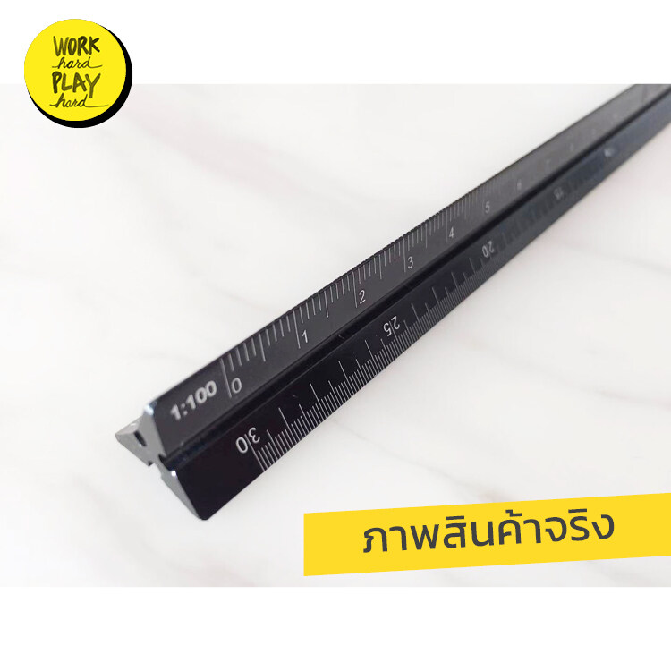 *พร้อมส่ง* ไม้สเกล สีดำ ยาว15ซม ไม้บรรทัดสเกลสามเหลี่ยม ไม้บรรทัดสเกลอลูมิเนียม