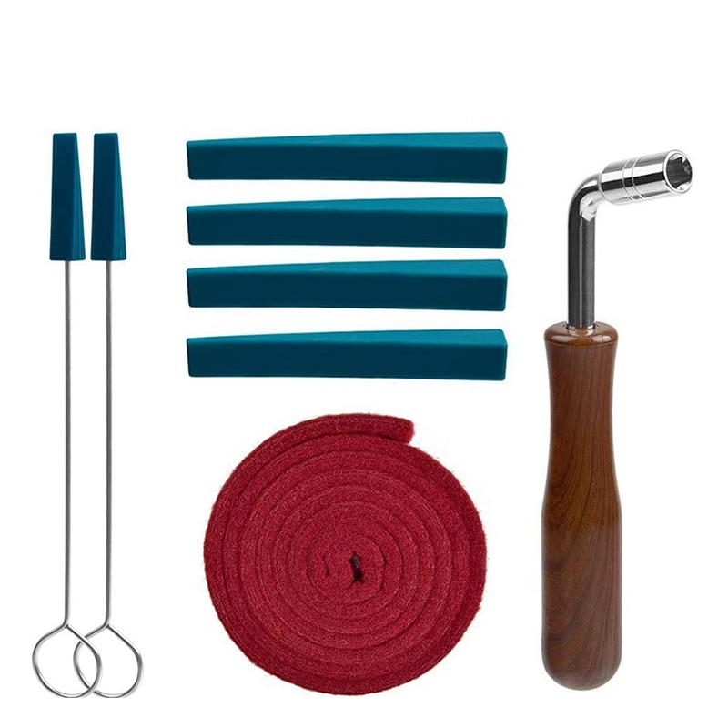 Piano Tuner Kit,8 Piece Piano Tuning Tool Include 1 L Shape Piano Tuning Hammer Wrench 1x Red Temperament Strip 4x Mutes Handles and 2x Long Rubber Mutes