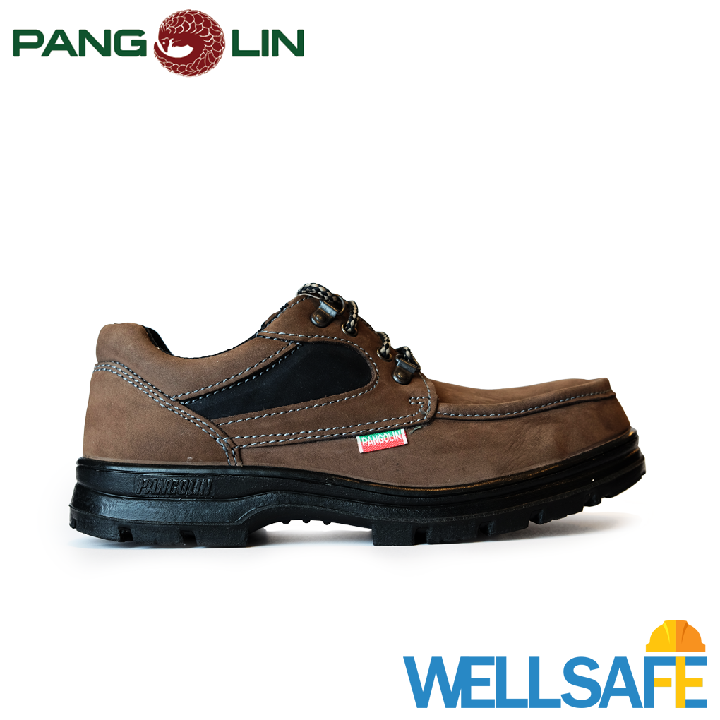 ตัวแทนจำหน่าย! รองเท้าเซฟตี้ PANGOLIN รุ่น 0285U สีน้ำตาล รองเท้านิรภัย หุ้มส้น หัวเหล็ก พื้น PUรองเท้ามาตรฐาน มอก คุณภาพ