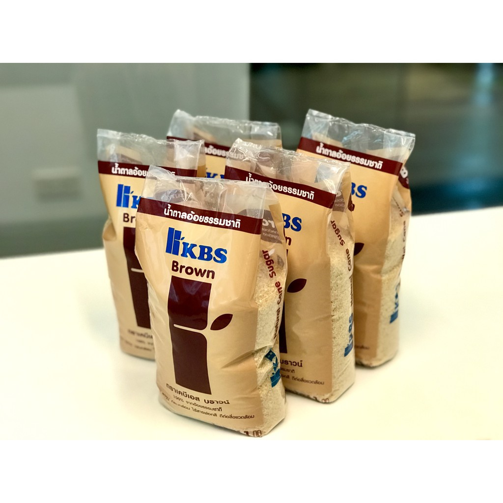 ☄✓◈  ##น้ำตาลไทยพรีเมี่ยม## น้ำตาลทรายแดง​ KBS (Cane Sugar) ขนาด 1 กก.