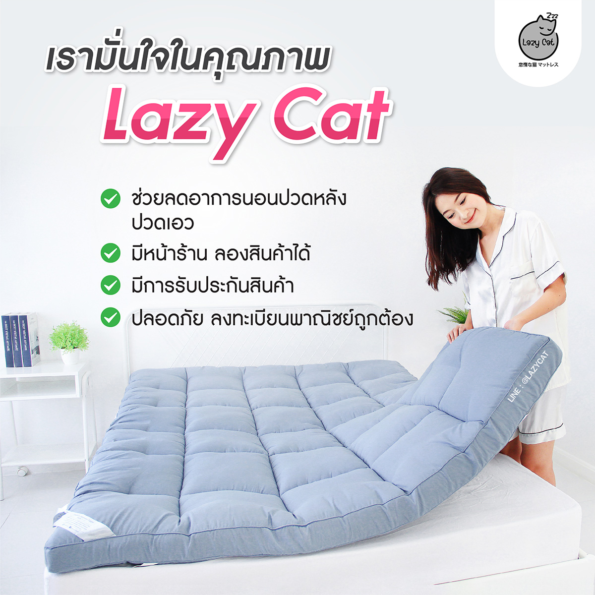 Lazy Topper ท็อปเปอร์ Topper Lazy Cat รุ่น 2-in-1 หนานุ่ม ((.ส่งฟรี .)) ที่นอนทอป ...