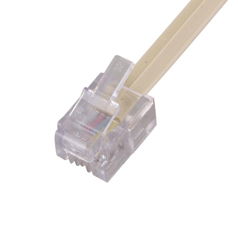 RJ11 6P4C 2 Way Outlet Telephone Jack Line Splitter Adapter Beige