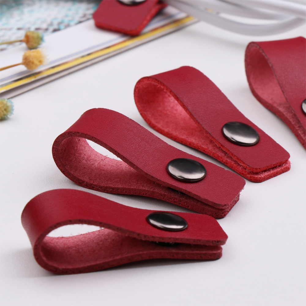 [PIIN] 5pcs Leather Cable Straps Cable Tie Wraps Cord Management Holder ...