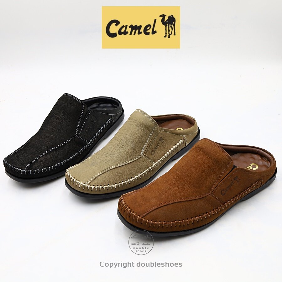 Camel รองเท้าคัทชูเปิดส้น หนังแท้ หนังลายช้าง พื้นนุ่ม เย็บพื้น รุ่น CM108 ไซส์ 40-45