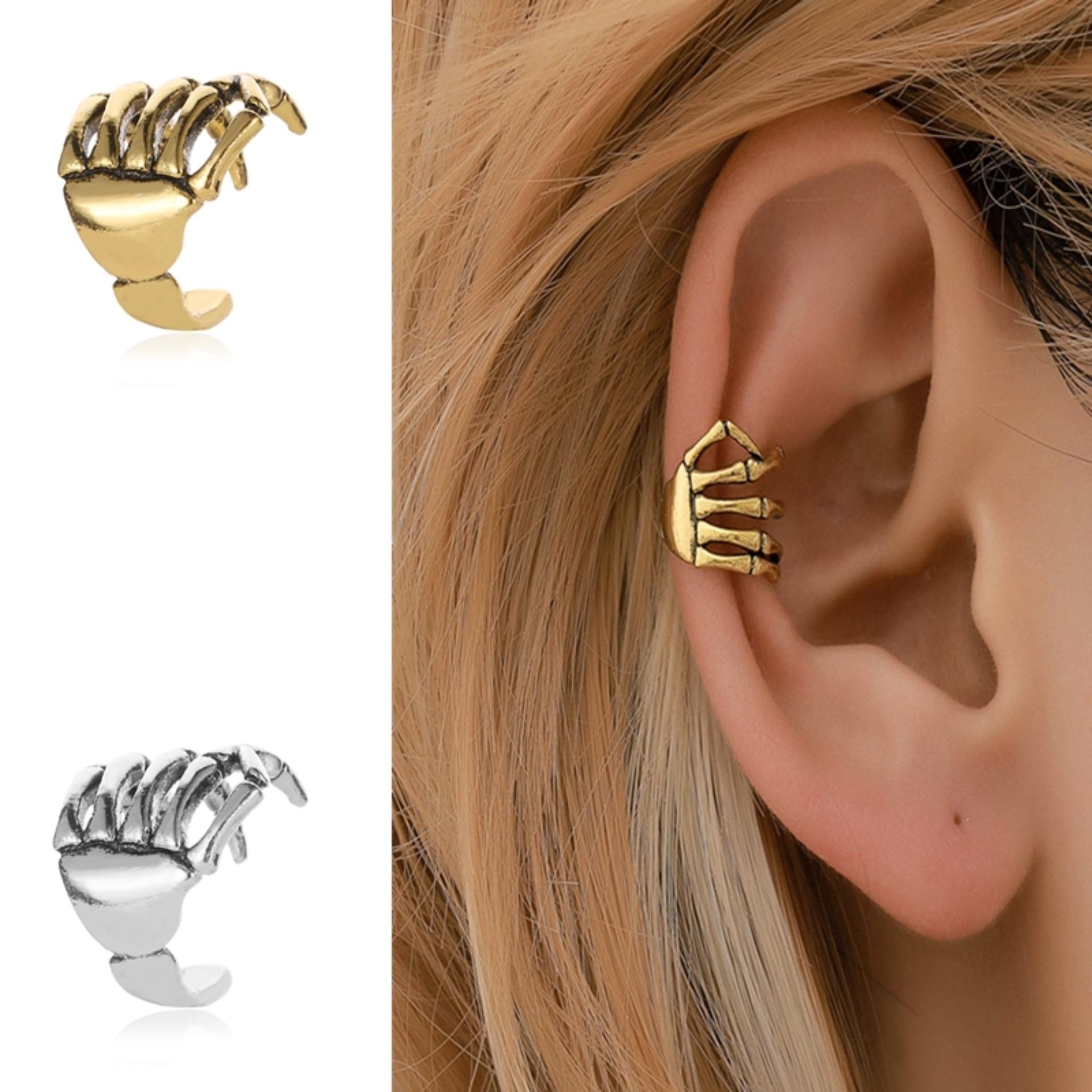 ต่างหูแฟชั่นใหม่บุคลิกภาพสไตล์พังก์โครงกระดูกมือกระดูกสันหลังหูคลิปต่างหูโดยไม่ต้อง earhole ต่างหูสำหรับผู้หญิงเครื่องประดับ