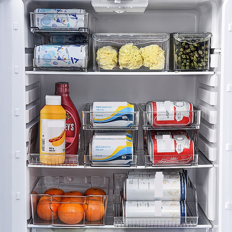 [ในสต็อก] [COD]2 Tier Rolling Refrigerator Organizer Bins Soda Storage ...