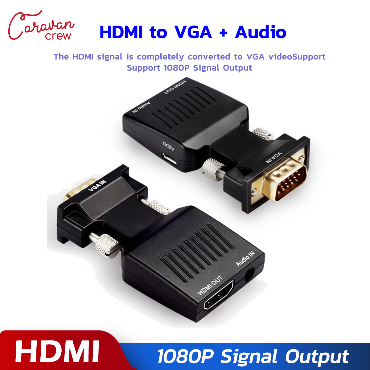 Caravan Crew HDMI Female to VGA Male Converter Audio Adapter Support 1080P Signal Output