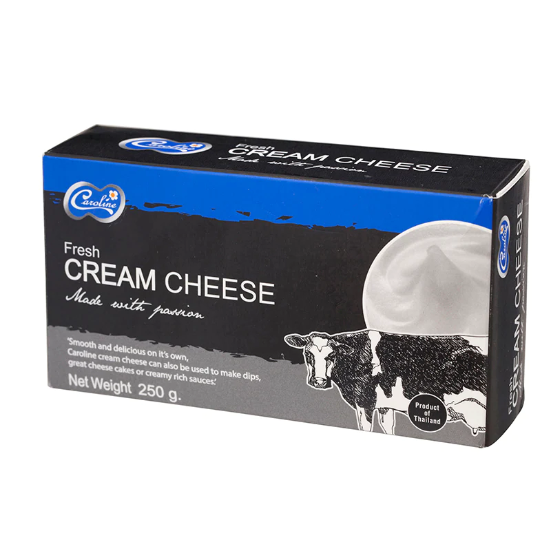 ครีมชีสแคโคโรไลน์ Caroline Fresh Cream Cheese 250g รสละมุน ครีมชีส ตรา คาโรไลน์  สินค้าใหม่