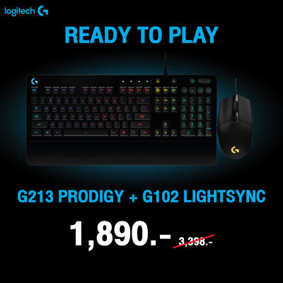 [Gear Up Bundle Pack] คีย์บอร์ดเกมมิ่ง Logitech G213 Prodigy Gaming Keyboard คู่กับ เมาส์เกมมิ่ง Logitech G102 GEN2 Lightsync