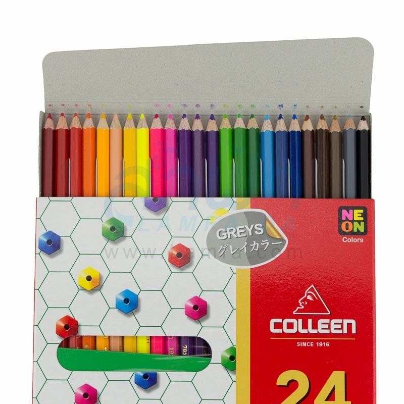 Colleen 24 COLORED PENCILS สีไม้คลอลีน 24 สี 24 แท่ง สีไม้colleen 1ด้าม1สี NON TOXIC รูปทรงเหลี่ยม ดินสอสีไม้เหลาง่าย ภาพสีสวยสด สีคมชัด มีสีอ่อนไปถึงสีเข้ม ตามจินตนาการ  By DRD Pencils