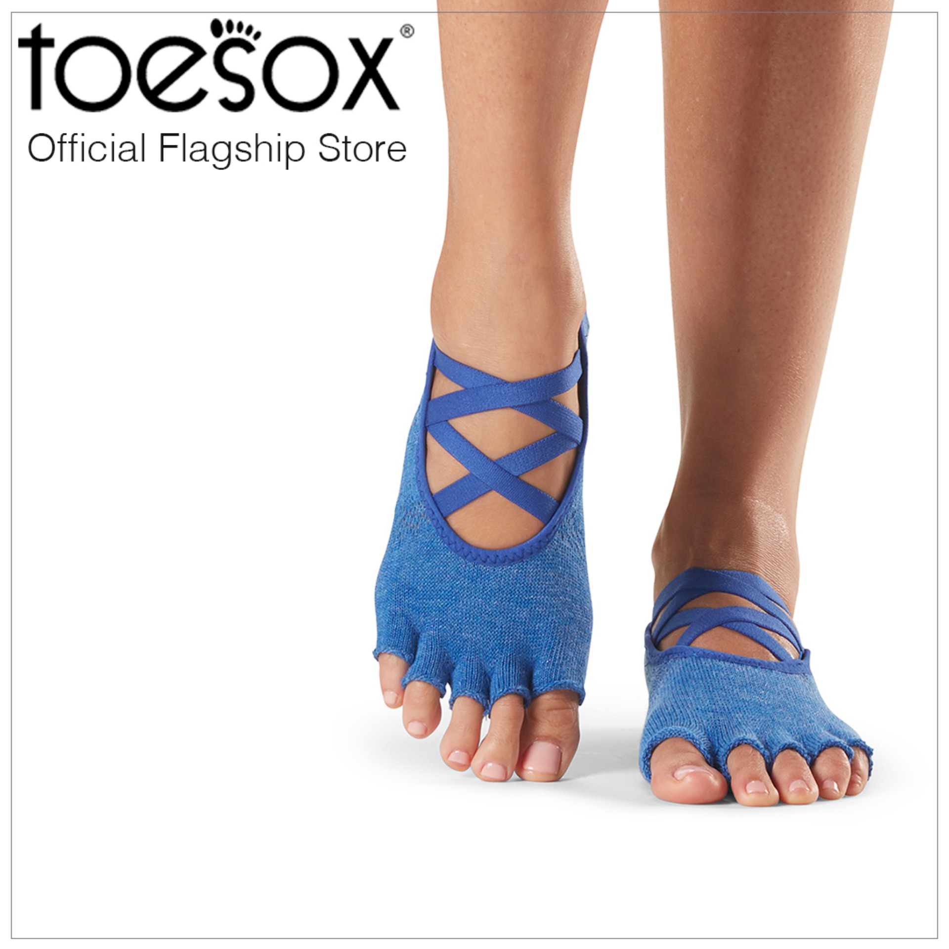 ToeSox โทซอคส์ ถุงเท้ากันลื่นแยกนิ้วสายไขว้ รุ่น Elle เปิดนิ้วเท้า
