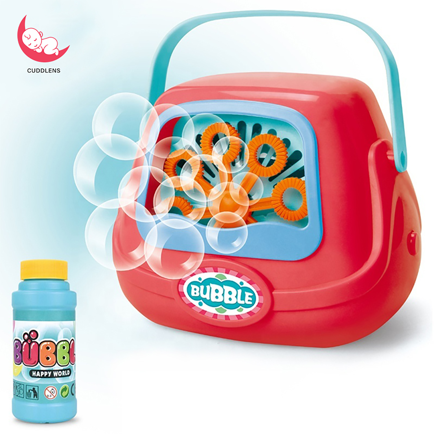Cuddlens ของเล่นเด็กผญ - ฟองเป่าของเล่นสำหรับเด็กอัตโนมัติไฟฟ้าเพลงแสงของเล่นสบู่เครื่องฟองฤดูร้อนกลางแจ้งเด็กของเล่น Electric Bubble - Blowing Toy Automatic - Bubble Machine - Free Bubble Water Set