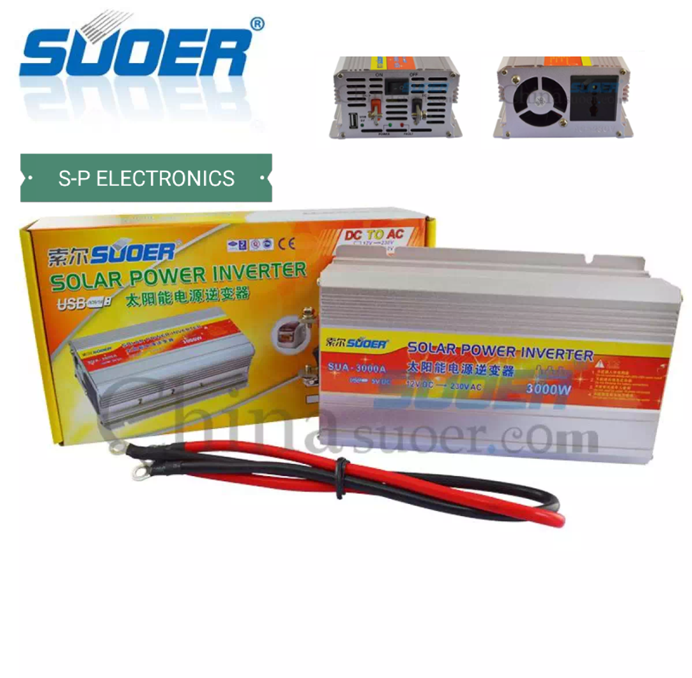 Suoer12V 3000W อินเวอร์เตอร์ 12V to 220V Portable Smart Power Inverter