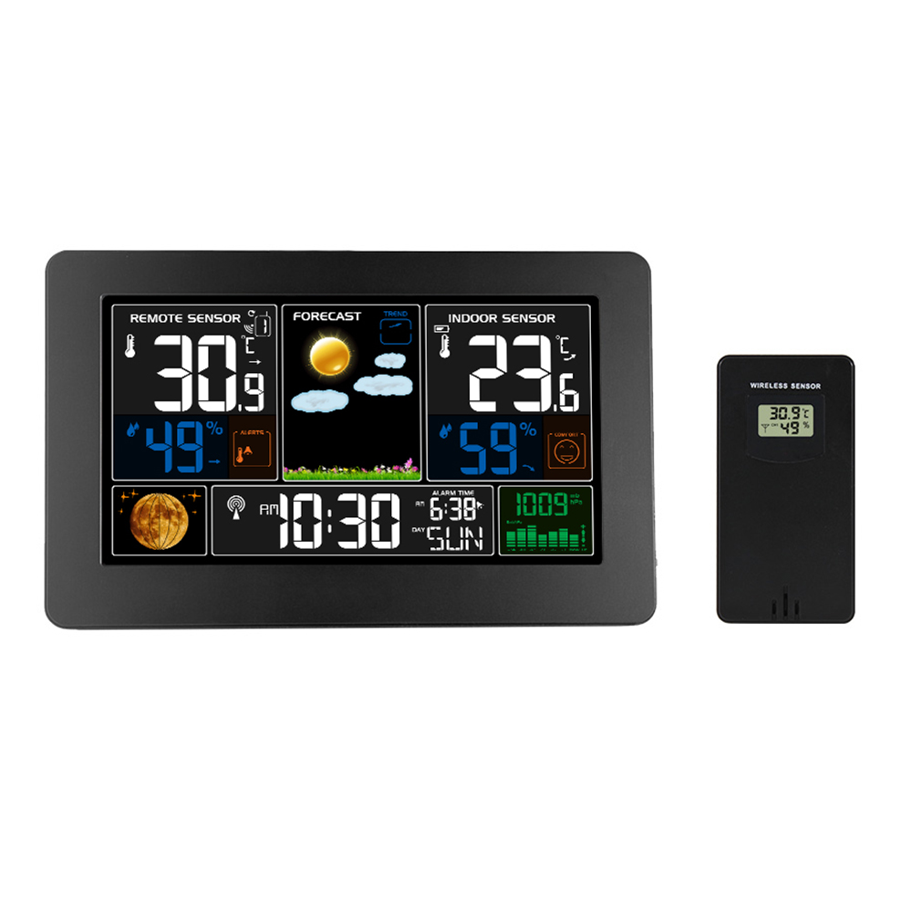 3-In-1 Weather Station Clock Wall-Mounted Digital Clock Thermometer ...