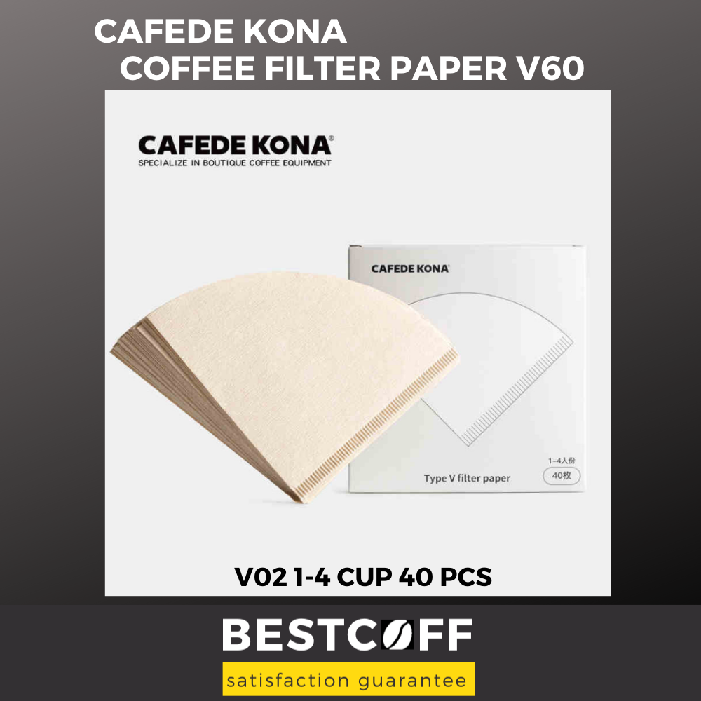 CAFEDE KONA แผ่นกรองดริปกาแฟ Coffee filter paper V60 natural wood paper V02 1-4 cup 40 pcs
