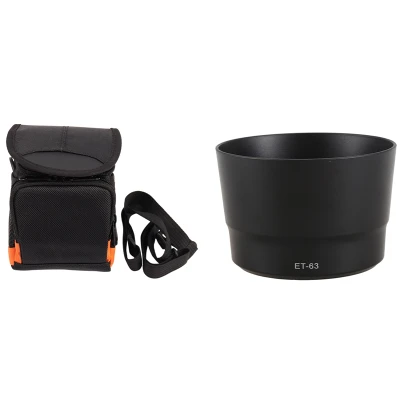 ET-63 Lens Hood for Canon EF-S 55-250mm F4-5.6 IS with Portable Dslr Square Camera Bag Waterproof Camera Case