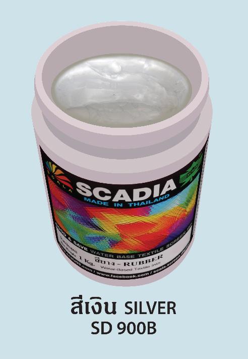 สีสกรีนเสื้อ สีสกรีนผ้า สียาง Scadia สีเงิน 1 ก.ก.