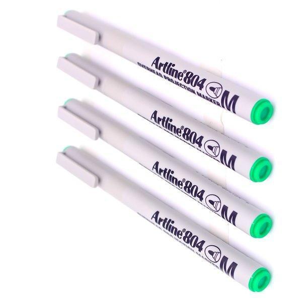 HomeOffice ปากกาเขียนแผ่นใส อาร์ทไลน์ ลบได้ 1.0 มม. ชุด 4 ด้าม (สีเขียว) สีเข้ม หมึกแห้งเร็ว