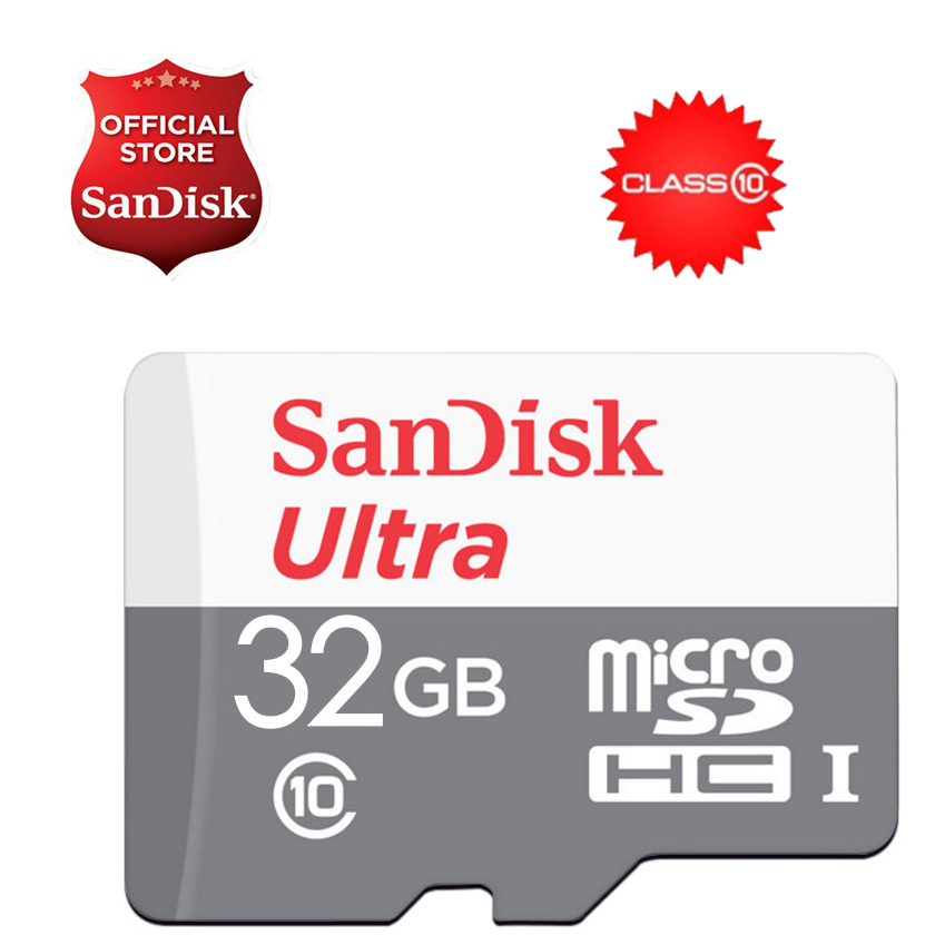 Sandisk Ultra Micro SDHC 32/64/128GB เมมโมรี่การ์ด Class 10 สำหรับสมาร์ทโฟนและแท็บเล็ต Android กล้องติดรถ กล้องวงจรบ้าน