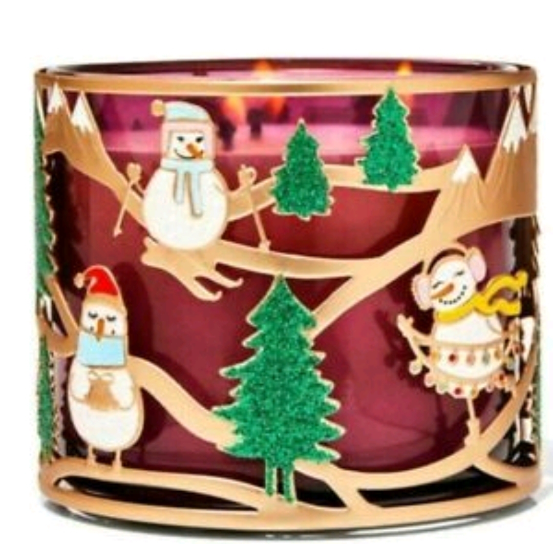 เคสใส่เทียน Bath & Body Works Candle Holder' Snowman Skiing หรูหราสวย