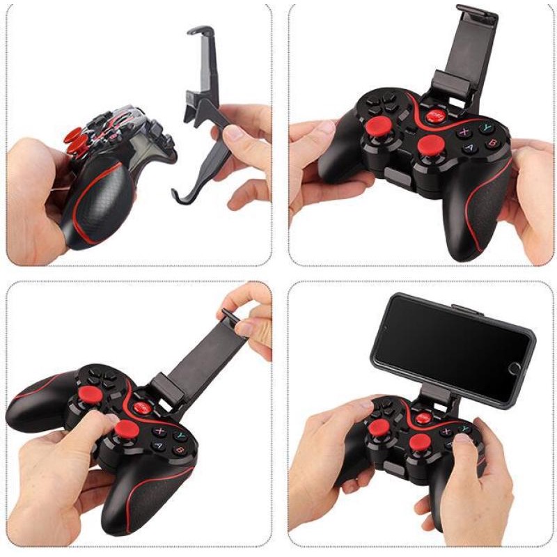 จอยสติ๊กX3 จอยเกมบลูทูธไร้สายพร้อมขาตั้ง สำหรับโทรศัพท์มือถือสมาร์ทโฟน ...