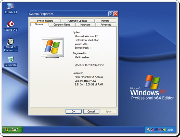 dvd-Windows XP Pro 64 Bit pack.2 +พร้อมระหัสคีย์ เมนู-ภาษาอังกฤษ #ใช้ ...