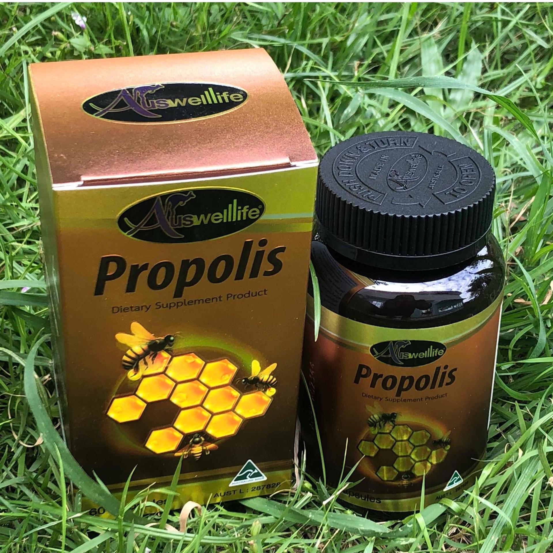 Auswelllife Propolis พรอพอลิส 1000 mg. 60 เม็ด (1กระปุก)