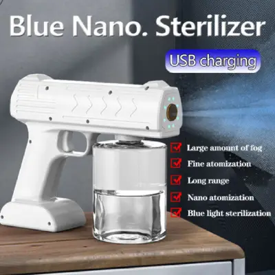 เครื่องพ่นฆ่าเชื้อแบบ เครื่องพ่นแอลกอฮอล์แสงสีฟ้าปืนไอน้ำนาโนปืนฉีดพ่นไร้สาย Sprayer 500ML Sprayer Mist ขายดี