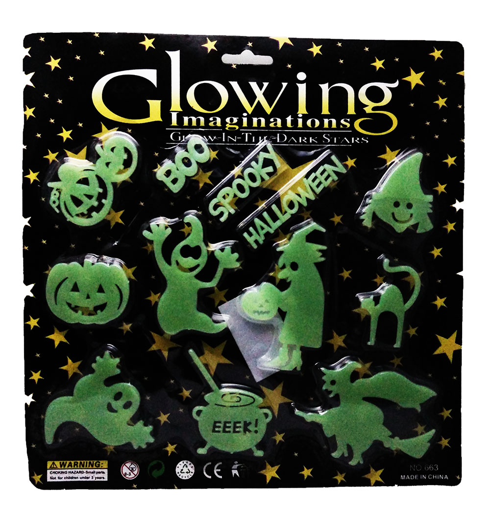 แผ่นติดผนังหรือเพดานเรืองแสงสำหรับเด็ก  ฮัลโลวีนสุขสันต์ Glow in the dark sticker for kids Halloween Hee Hee