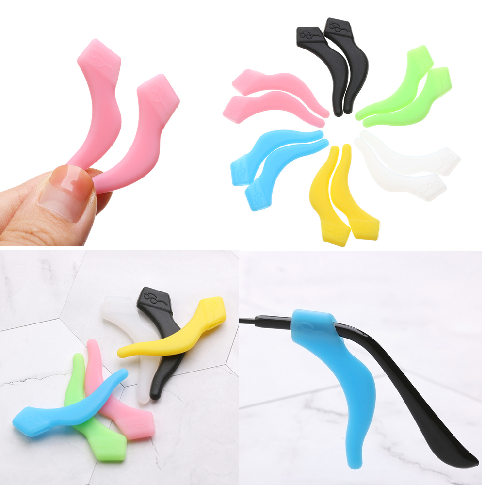 PNQFDS SHOP 2 pairs Eyewear Outdoor Silicone Anti Slip Soft Ear Hook Sports Temple Tips Eyeglass Holder Glasses Ear Hooks