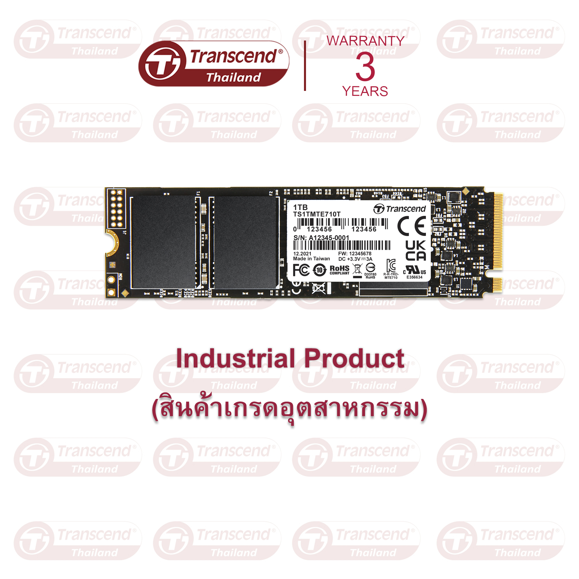 โซลิดสเตตไดรฟ์ SSD M.2 NVMe/SATA M.2 SSD PCIe Gen 4x4 MTE710T : 1TB (Industrial Product) Transcend - รับประกัน 3 ปี มีใบกำกับภาษี