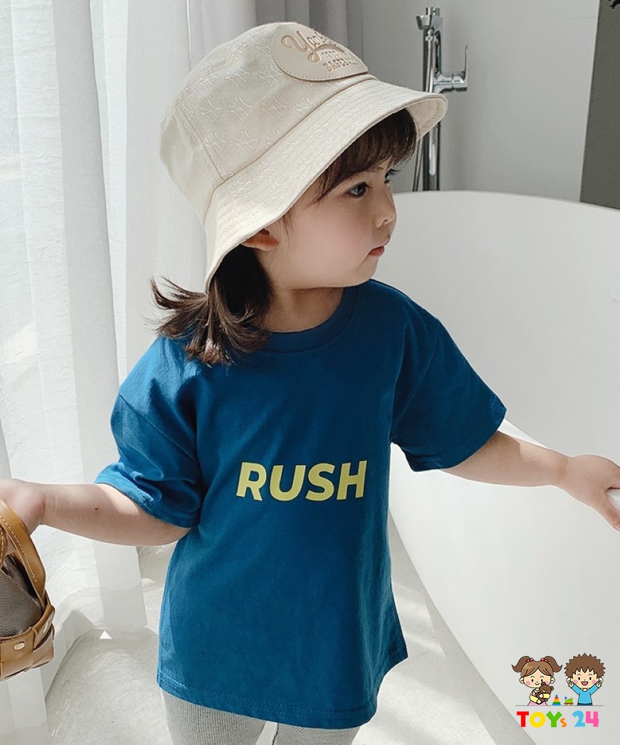 ‼️สต็อกไทย พร้อมส่ง‼️ เสื้อยืดเด็ก เสื้อคอกลมแขนสั้นสกรีนลาย RUSH มี 2 ...
