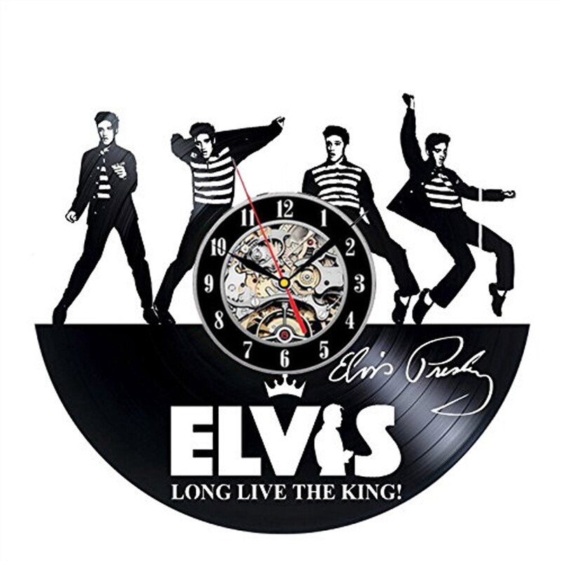 Vintage Vinyl Record Wall Clock Modern Design The King of Rock Elvis