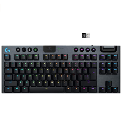 Logitech G915 TKL Tenkeyless Lightspeed Wireless RGB Mechanical Gaming
Keyboard, Low Profile Switch Options, LIGHTSYNC RGB, Advanced Wireless
and Bluetooth Support - Linear