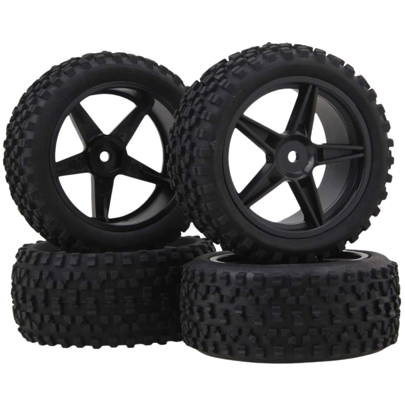 Pentogram Rims 4Pcs Front Rear Pentagram Plastic Wheel Rims + High Grip Rubber Tires ...