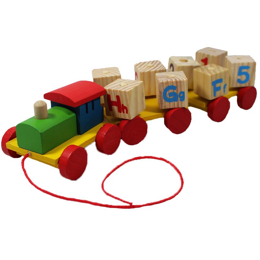 BKLTOY ของเล่นไม้ รถไฟ รถรากไม้ บล๊อคไม้สี Y16026