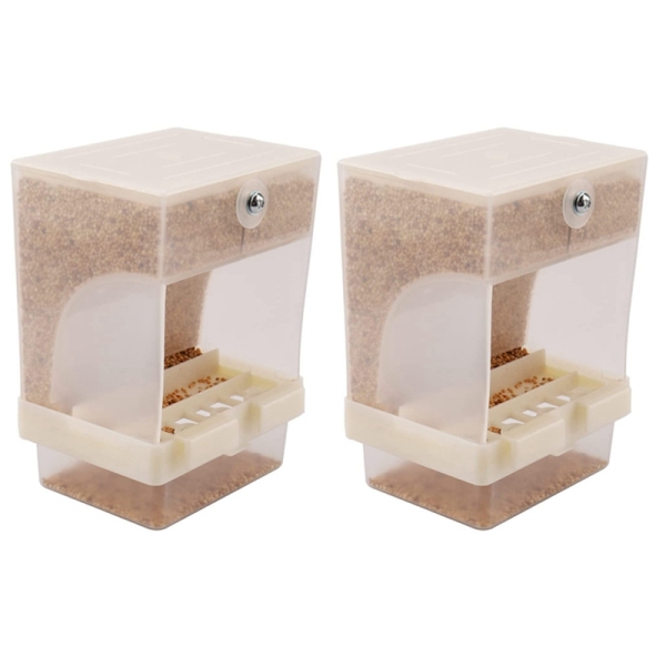 2Pcs Automatic Bird Feeder-No Debris Bird Feeder, Parrot Feeder is Suitable for Parrot Canary Food Container