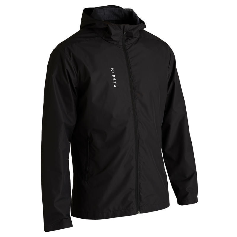เสื้อแจ็คเก็ตกันน้ำสำหรับผู้ใหญ่ใส่เล่นฟุตบอลรุ่น T100 (สีดำ)รองเท้าและเสื้อผ้าสำหรับผู้ชายและผู้หญิง