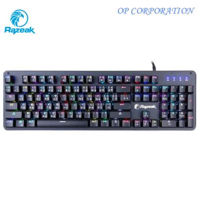 RAZEAK RK-X08 คีย์บอร์ดเกมมิ่ง CORKI Blue OR RED Switch Mechanical Gaming RAZEAK RK-X08 คีย์บอร์ดเกมมิ่ง CORKI Blue OR RED Switch Mechanical Gaming