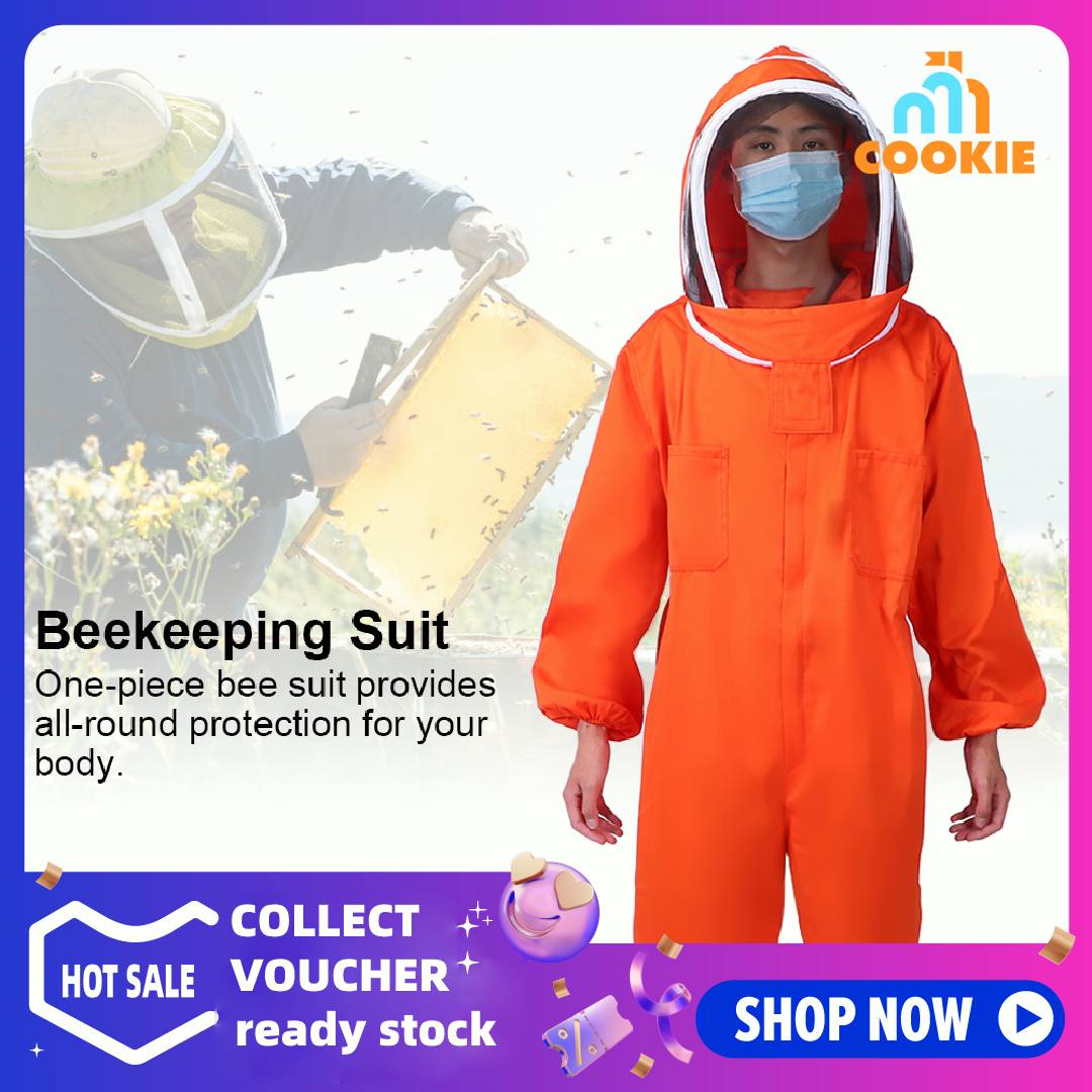 สีส้ม Beekeeper One-Piece ชุดผึ้งผึ้งชุดป้องกันอุปกรณ์ป้อนนมลูก