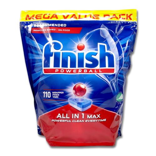 Finish Powerball all in one max 110 tabs ฟินิช เม็ด น้ำยา เครื่องล้างจาน สูตรแดง dishwasher tablet