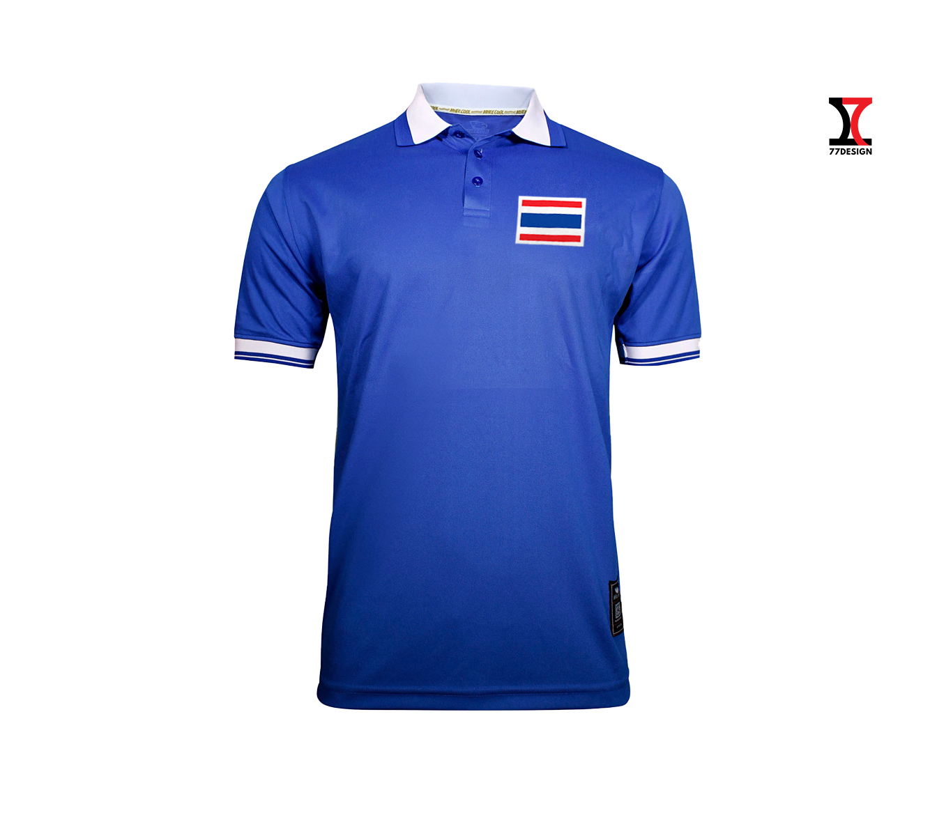 77DESIGN เสื้อกีฬาคอปกน้ำเงิน THAILAND 2021 รุ่นใหม่