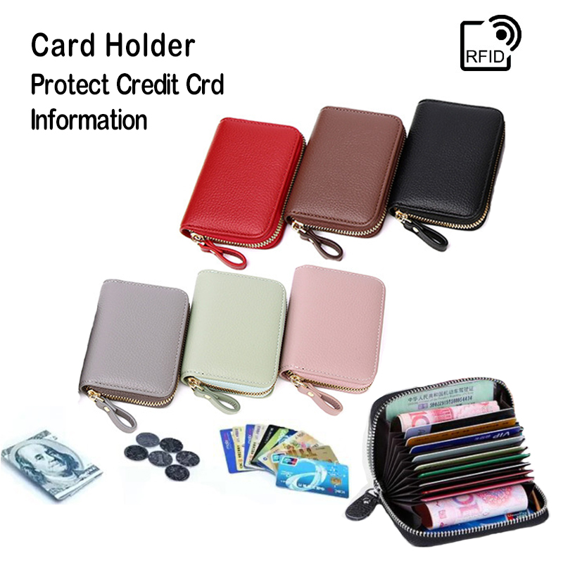 กระเป๋าใส่บัตร RFID ซิบรอบ หนังPU ดระเป๋าใส่บัตร ซิบรอบแต่งซิบ กระเป๋าบัตร กระเป๋านามบัตร เก็บบัตรและธนบัตร 11 ช่อง ​Card holder Cheers