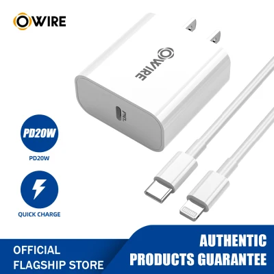 【PD 20W】OWIRE สายชาร์จ iPhone 20W USB C Charger PD Fast Charger หัวชาร์จเร็ว， Type C Power Delivery Wall Charger Adapter Compatible for ที่ชาร์จแบต iPhone 12 Pro Max， 11 Pro Max XR 8 Plus iPad Pro Huawei P40