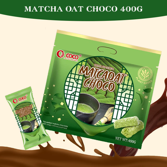Oat Choco Matcha COCO ขนมข้าวโอ้ต ธัญพืชอัดแท่ง ชาเขียวมัทฉะ แท้ 100%  Japanese Macha Power