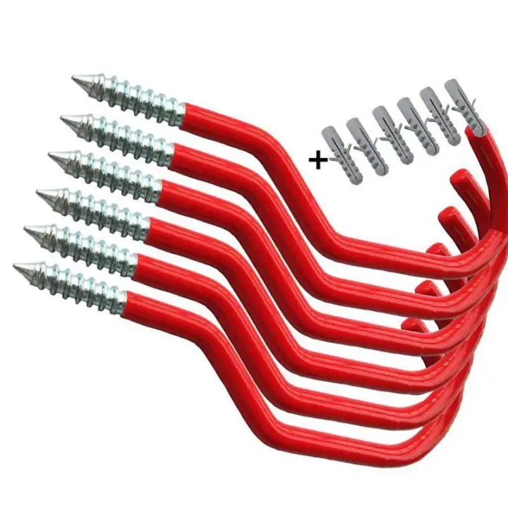 Bike Hooks Heavy Duty Bicycle Storage Set In Utility Hangers Shed Garage Garden Hook Plastic Coated For Wall Mount Ceiling Red Pack Of 6 Lazada Co Th Bike Hooks Heavy Duty Bicycle Storage, Overhead Garage Storage Bike Hooks