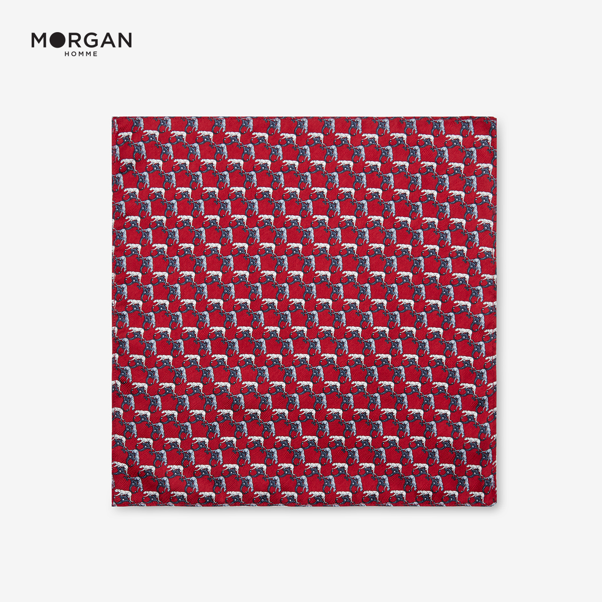 Morgan Homme ผ้าเช็ดหน้า Pocket square ใส่กระเป๋าสูทออกงาน รุ่น BAZOO 03 สีแดง