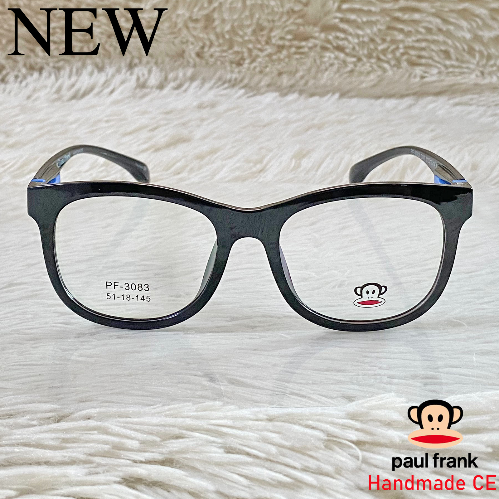 Handmade แว่นตาสำหรับตัดเลนส์ สายตา กรอบแว่นตา ชาย หญิง Fashion รุ่น 3083 สีดำ กรอบเต็ม ทรงรี ขาข้อต่อ วัสดุ TR 90 รับตัดเลนส์ทุกชนิด