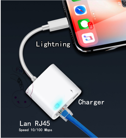 อะเเดปเอตร์ Lightning To RJ45 พอร์ทแลน สำหรับ iPhone iPad พร้อมช่องชาร ...